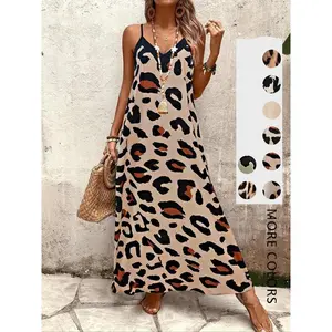 Women's casual sleeveless leopard print dress, suitable for relaxed and fashionable daily wearRAIMENTRY