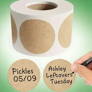 Kraft Paper Dissolvable Food Jar Labels, 500PCS Roll Stickers for Mason Jars Canning & Holiday Food Gifting