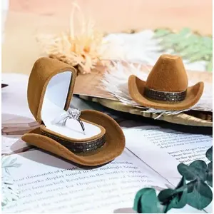 Cowboy Hat  Box   Western Style  Box,  Lined  Case for Proposal Ring Cute   box necklace packing box