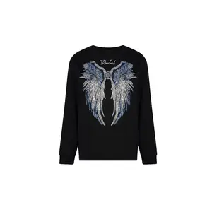 TCH - Black shirt wing rhinestone design Women