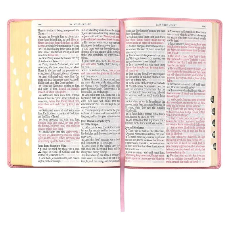 KJV Holy Bible, Giant Print Full-size Faux Leather, Pink, King James Version, Thumb Index & Ribbon Marker, English, Christian Art Gifts