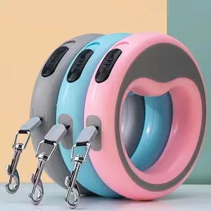 Adjustable Pet Leash Ring Shape, One Button Locking, Extensible and Retractable, Suitable for Small Dogs Walking Outdoors, Retractable Leashes