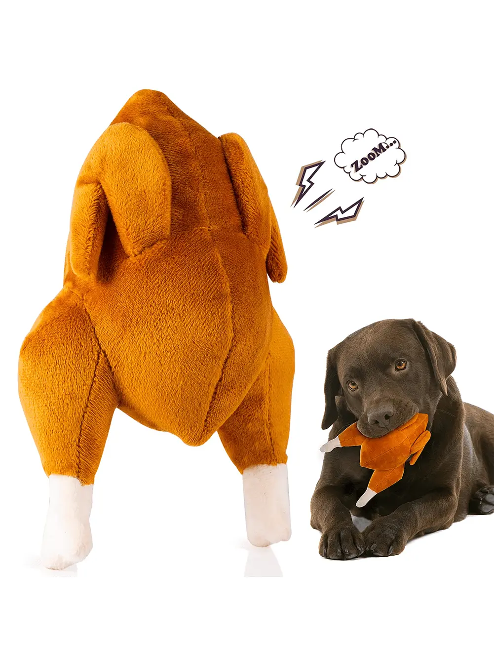 Gaomon 8-in Squeaky Roast Chicken Soft Plush Dog Toy - Chew-Resistant Teeth-Cleaning Tool for Small/Medium Pets, Boredom Relief Gift for Halloween, Christmas, Birthday, Thanksgiving