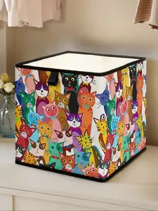 Cat Print Open Storage Box, Stackable Drawer Organizer, Bedroom Organizer, Durable Multi-Functional Design for Home Dorm Room Organization Under Bed Space Saving