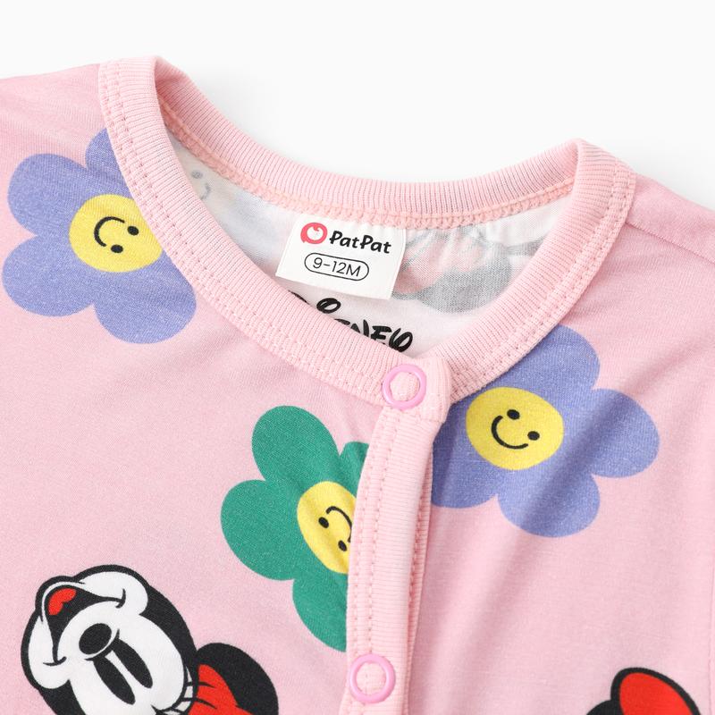 Disney Baby Boys & Girls Long Sleeve Footless Rompers Winnie The Pooh Minnie Mouse Stitch Simba Bamboo Blend Sleep Play Outfits