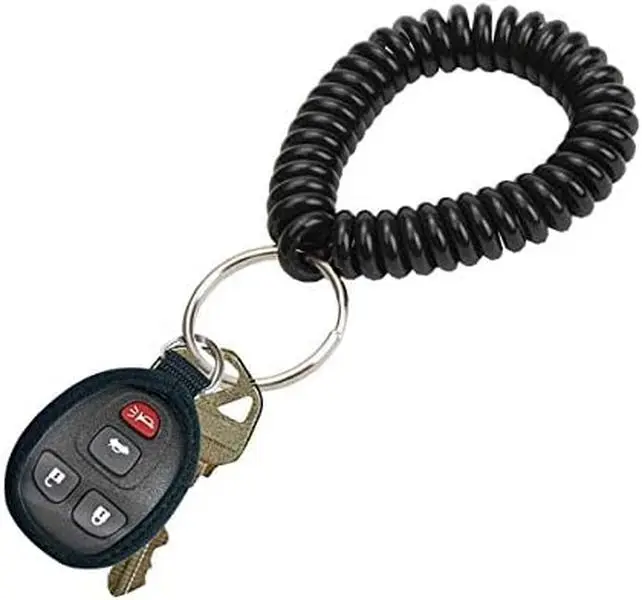 Lucky Line Spiral Wrist Coil Key Chain Bracelet 2in Black Steel Ring 1 Pack