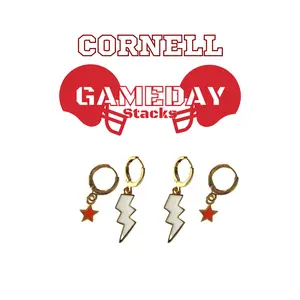 Cornell Classic Gameday Earring Stack For Big Red Game Day