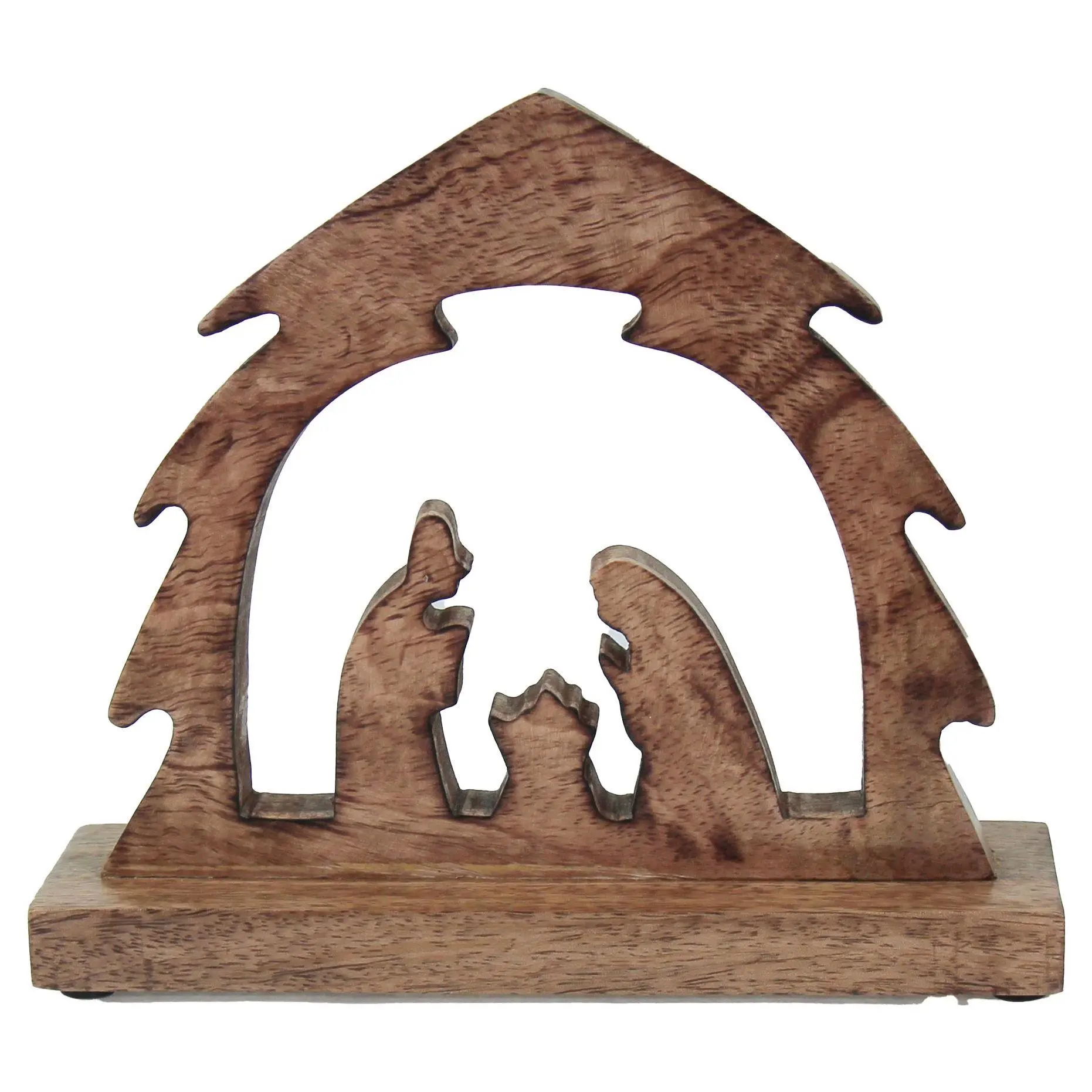 Global Crafts Handmade Mango Wood Nativity Silhouette