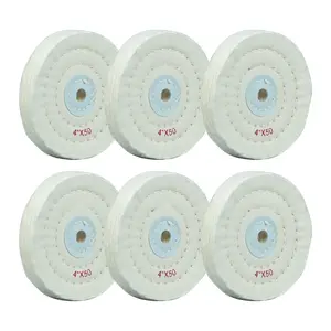6Pcs 4-Inch (50 Ply) White Fabric Buffing Wheel with 1/2" Arbor Hole - High-Performance Polishing Pad for Tool Grinding Compatible with Bench Grinders, Precision Polishing - Home Improvement.