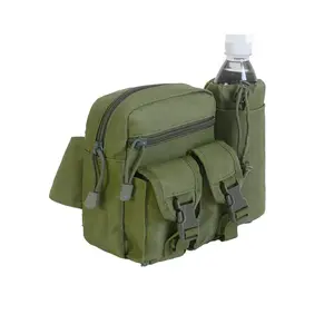 Outdoor Tactical Waist Bag - Olive Green Sports Hiking Pack with Water Bottle Compartment & Compact Backpack Design for Running & Adventures Adjustable Skull Print Sling Bag