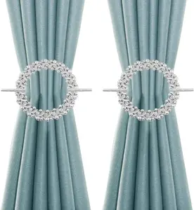 2 Pack  Curtain Tiebacks Round Curtain Holdbacks Plastic Curtain Clips Buckle Drapery Holdbacks  Drapery Tiebacks for Home Window Decoration, with Fixing Rod (20 , )