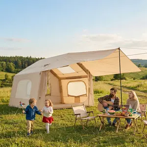 Inflatable Tents for Camping, Large Blow Up Tent, Blow Up Tent for 3-5 People, with Hand Pump, 5-Minute Setup Air Hot Tent with Stove Jack, 210D Oxford Waterproof & UPF30+ Sun Protection, TPU Air Beams with Skylight
