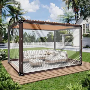 4 Pack 7*10FT Clear Waterproof Tarp with Reinforced Metal Grommets - UV Resistant, Mildew Resistant, Insect-Resistant, Tear-Resistant, Windproof, Snowproof, Rainproof Tarpaulin for Terrace Chicken Coop Porch Plant Sunshade Camping & Outdoor Rainproof Tent