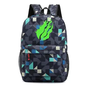 Preston Playz Blue Backpack with Geometric Design, Anime Style School Bag with Laptop Pocket and Lightweight Feel for Teens and Travel