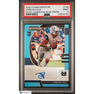 2020 Prizm Draft Picks Jordan Love Auto Carolina Blue Rookie PSA 9 MINT Packers