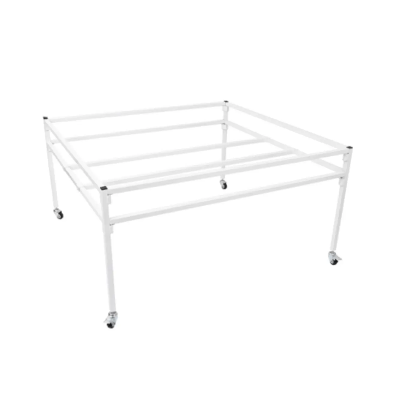 ID Hydroponic 4'x4' Rolling Flood Table Stand with 2" Swivel Casters, Tool-Free Assembly, White Steel Powder Coated Organizer Racks