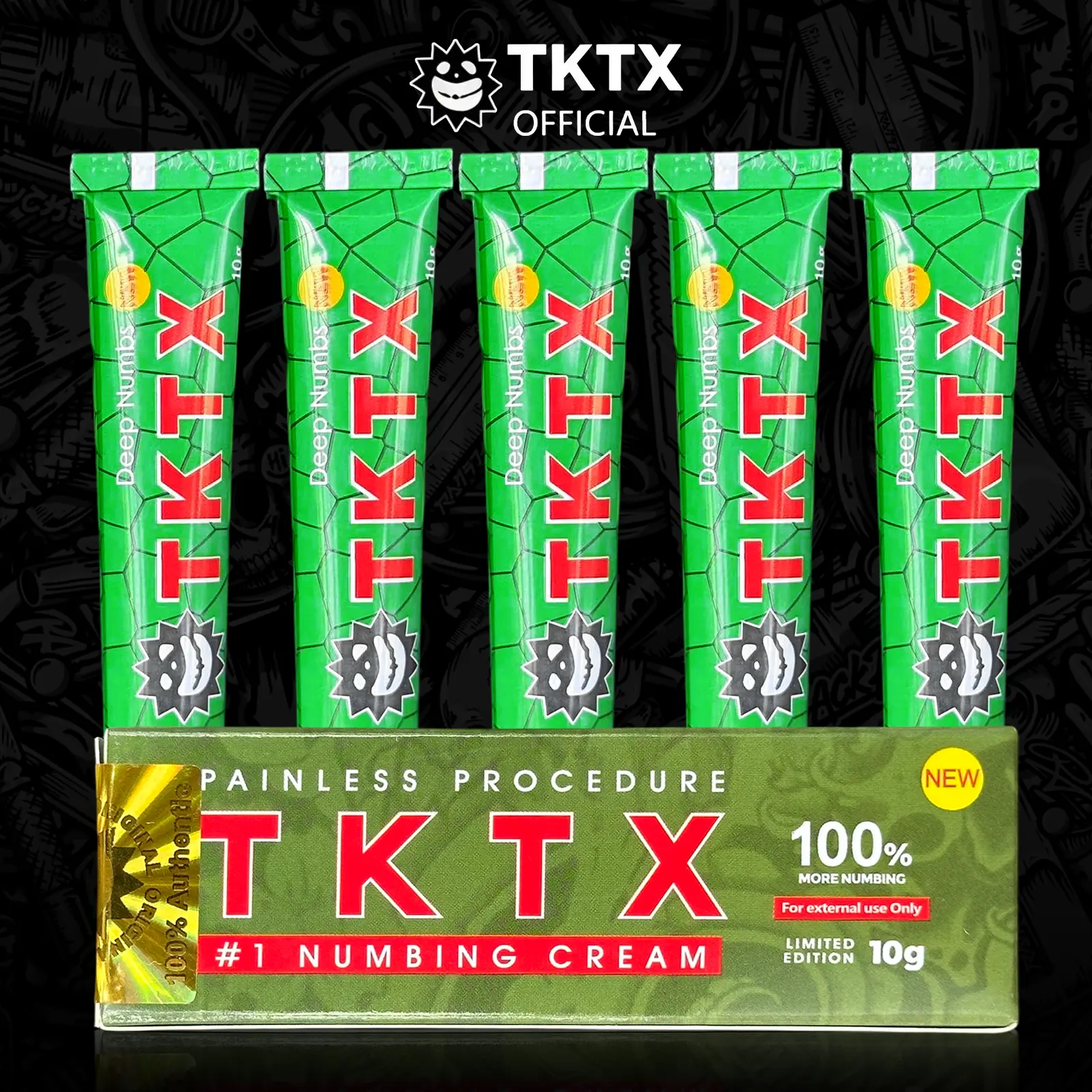TKTX 100% Green Edition Maximum Strength Numbing Cream Tattoo (5-Pack, $36.88 Factory Direct) - Fast-Acting, Long-Lasting for Tattoos, Cosmetic Treatments (Hot Sale)