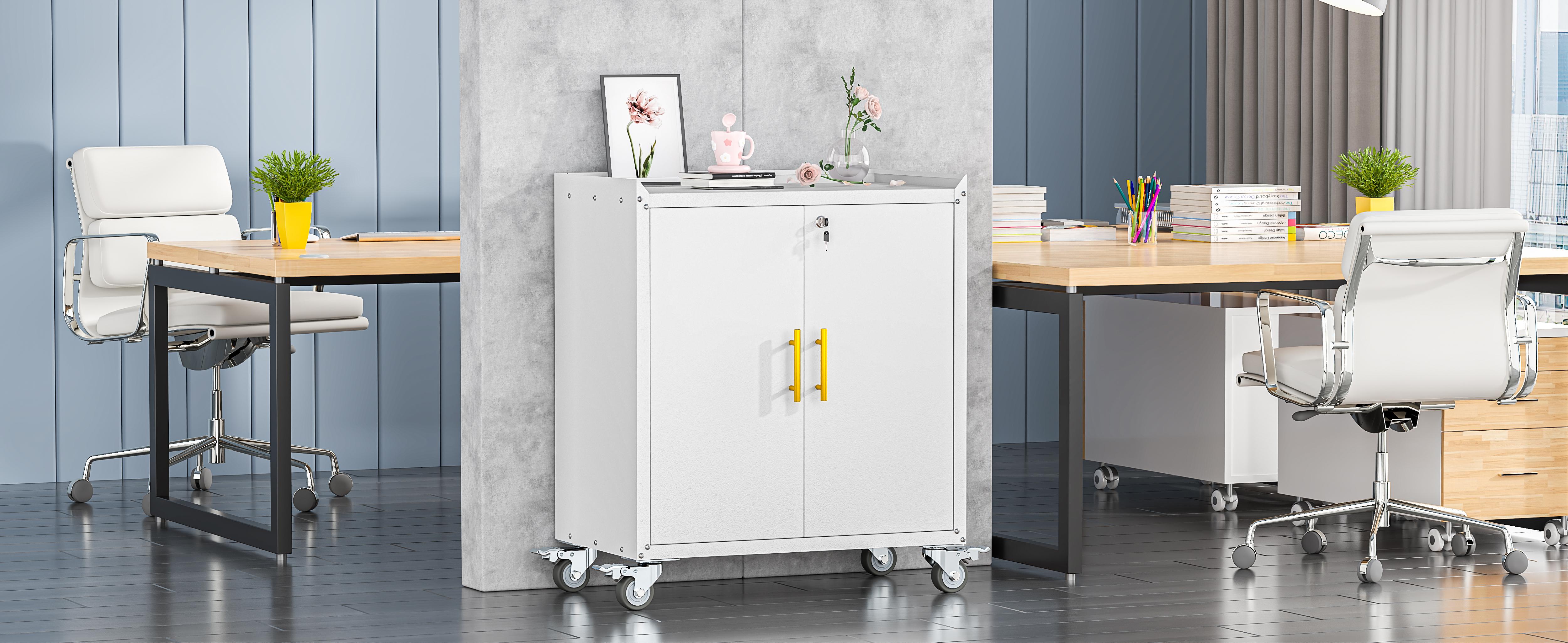 35.6"Metal Storage Cabinet with Wheels,Rolling Tool Cabinets with Doors and Adjustable Shelves,Lockable Garage Storage Cabinet,Heavy Duty Tool Chest for Home Office Utility Room,Assembly Required,