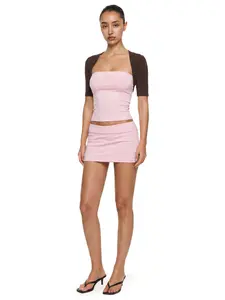 FDR Women's Square Neck Half Sleeve T-Shirts Mock Layered Shrug Tee | Slim Fit Cropped Half Sleeve Top with Contrast Color Soft Stretch Knit Everyday wear & Workout #Summervibes Casual Style Womenswear summerwins