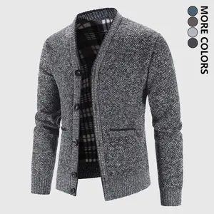 Men's Thermal Fleece Lined V-Neck Cardigan Warm Winter Knitwear Long Sleeve Casual Coat Regular Fit Solid Color Design Classic V-Neck Styling Durable Button Closure Menswear Tops sweater cardigan sweater