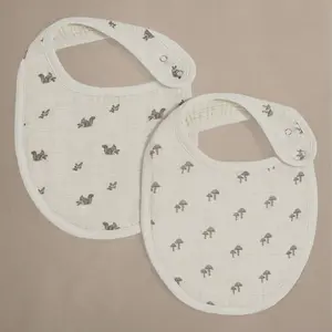 Squirrel & Mushroom - Premium Muslin Bib 2-Pack