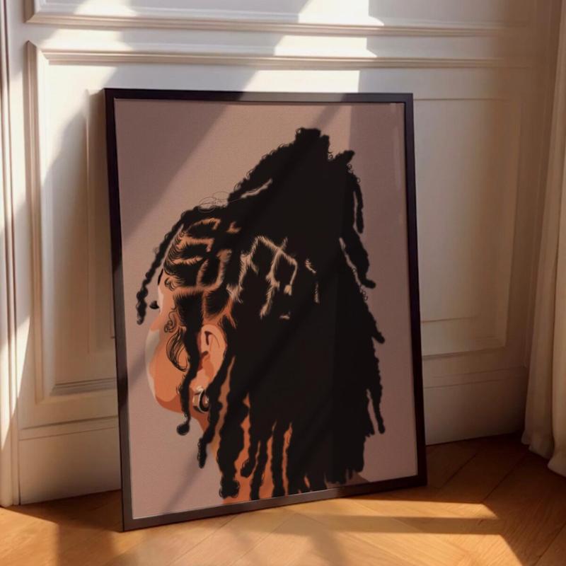 Unframed  Art of Black Woman with Locs |         Natural Hair Print |         Black Girl Magic |           African American Artwork |         Melanin Beauty Decor. minimalist poster Box Kitchen