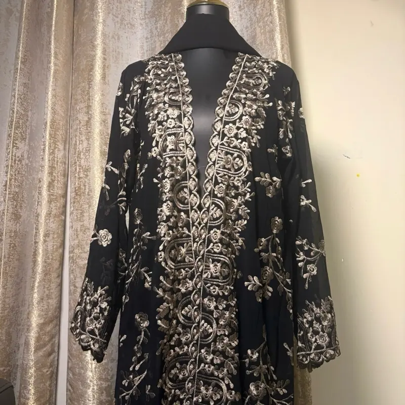 Luxury Golden Embroidered Chiffon Abaya