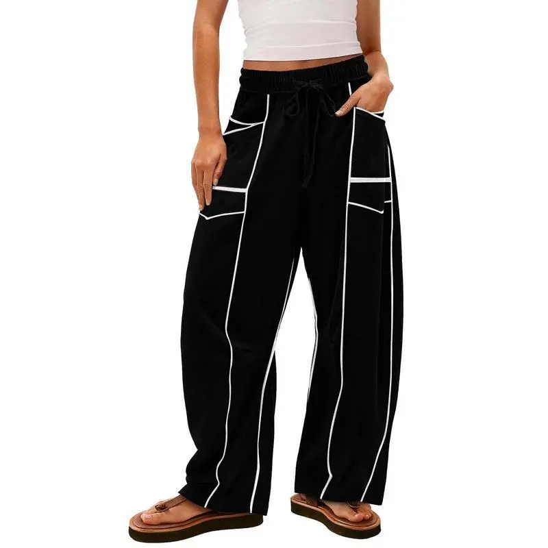 Women's Barrel Sweatpants Drawstring Athletic Baggy Pants Lounge Sweats Colorblock Fit True to Size Vogue Design Bottom Trouser Joggers with Pockets Low Waist Knitted Sweatpants Breathable Elastic Waist Wide Leg Pants Women's Barrel Sweatpants Drawstring Athletic Baggy Pants Lounge Sweats Colorblock Fit True to Size Vogue Design Bottom Trouser Joggers with Pockets Low Waist Knitted Sweatpants Breathable Elastic Waist Wide Leg Pants