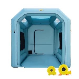 【fathersdaygift】VEVOR Portable Inflatable Paint Booth, 13 x 8 x 8ft Inflatable Spray Booth, Car Paint Tent with Air Filter System & 2 Blowers, Upgraded Blow Up Spray Booth Tent, Auto Paint Workstation Motorcycle Gara