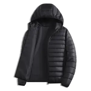 Men's Hooded Cotton Jacket Warm Coat Autumn Winter Simple Fashion Lightweight Padded Cotton-Padded Jacket for ComfortGift