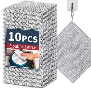 Stainless Steel Dish Cloth, 1 Set Reusable Double Layer Steel Wire Scrubbing Cloth, Kitchen Cleaning Cloth for Sink, Utensils, Dishes, Stovetops