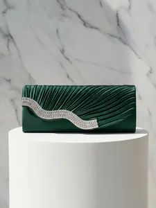Women Elegant Rhinestone Compact Size Evening Bag, Satin Fabric Wristlet Clutch Purse, Perfect for Weddings Parties Birthdays Christmas Gifts
