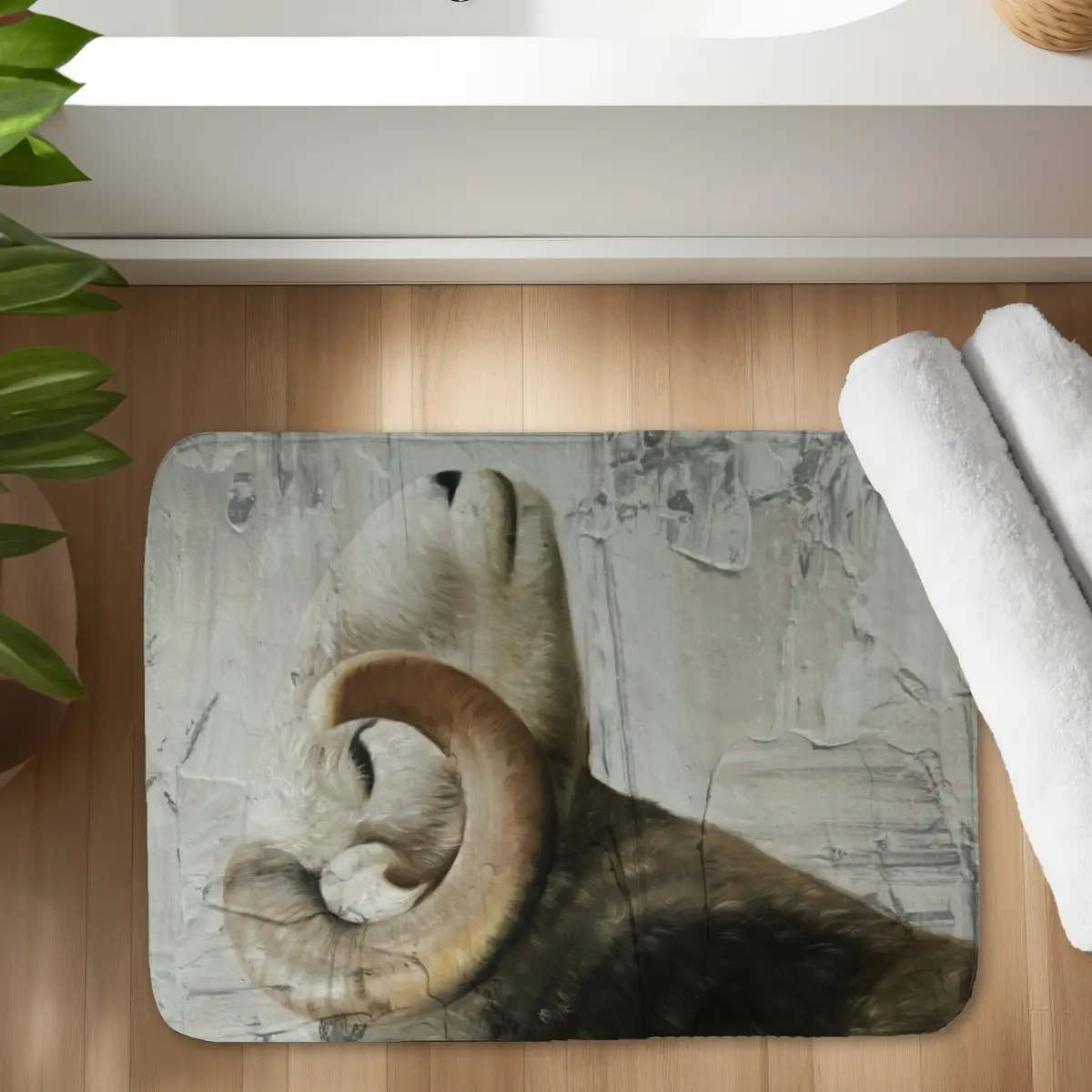 Cozy Soft Comfortable Durable Microfiber Foam Farmhouse Bath Mat with Farm Animals, 360-Stand, Highly Absorbent Rustic Brown Rectangle, 17x24 in, Easy-to-Clean Bathroom Home Decor Accent