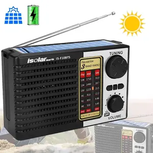 Portable Solar Radio AM/FM/SW Bands Digital Speaker with Strong Reception LED Lights USB Charging Detachable Battery for Camping and Mountaineering Outdoor Camping