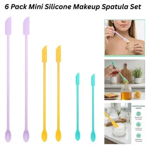 6 Pack Mini Silicone Makeup Spatula Set – Cosmetic Jar Scraper & Skincare Spatulas for Lotion Bottles, Creams & Containers | BPA Free, Dishwasher Safe Beauty Tools for Travel & Daily Use