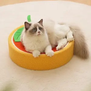 Cat Bed, Cat Scratching Board, Cute Fruit Design Sisal Rope Round Cat Scratching Toy, Wear Resistant Scratching Beds Toys Furniture, Pet Supplies
