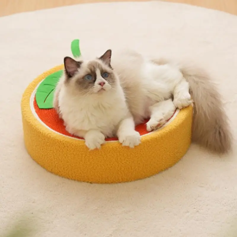 Cat Bed, Cat Scratching Board, Cute Fruit Design Sisal Rope Round Cat Scratching Toy, Wear Resistant Scratching Beds Toys Furniture, Pet Supplies