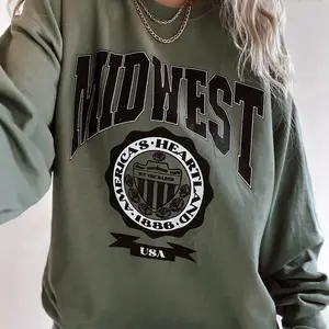 Midwest Sweatshirt, Trendy Collegiate Vintage Style Crewneck, Aesthetic Y2K Sporty Sweatshirt gi3087vtur6t