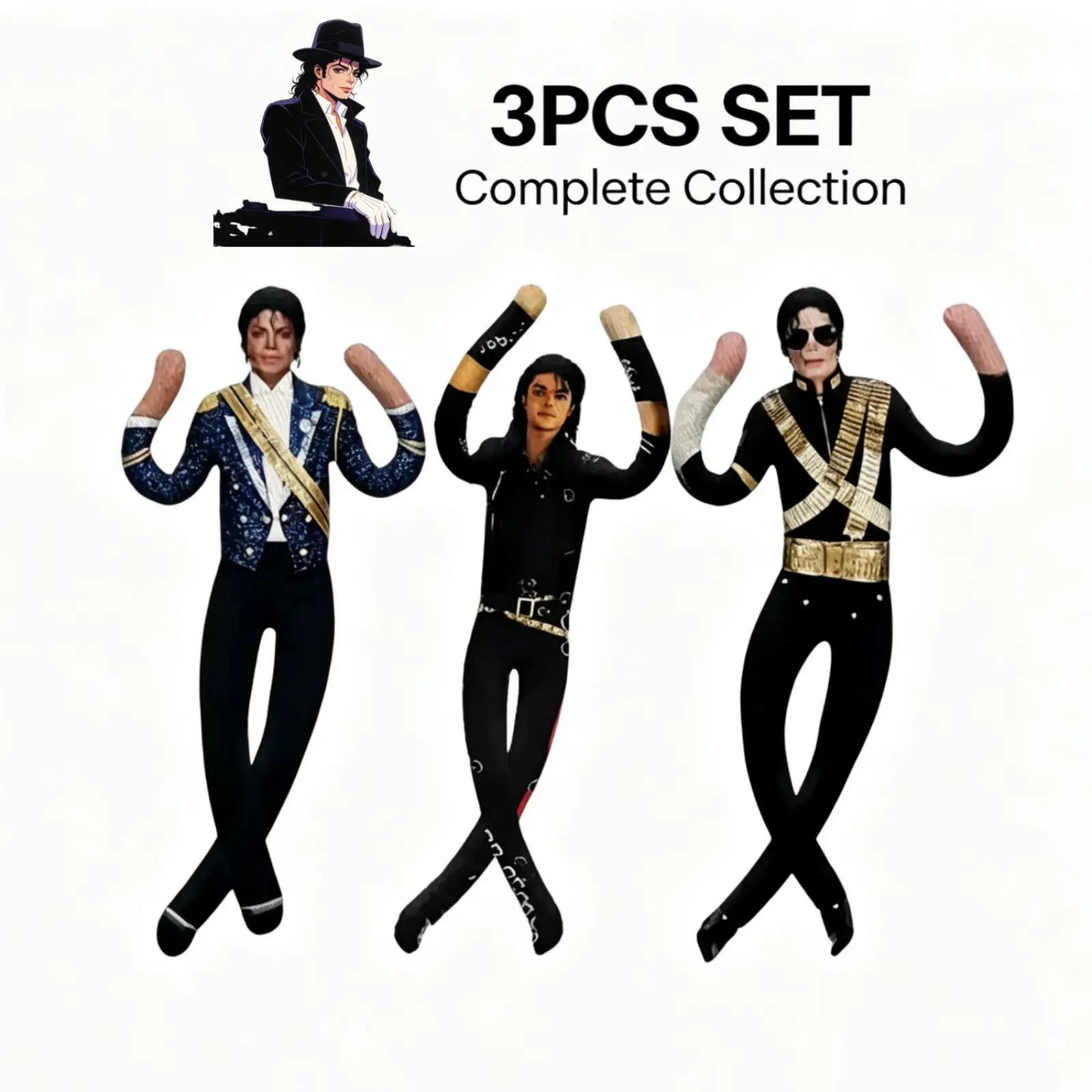Jointed Michael Jackson Poseable Celebrity Figure,3 pieces / sets- Music Fan Desktop Collectible Ornament, Cool Role Play Toy Perfect Gift for Michael Jackson Fans,little gifts for girls,stuffed animal