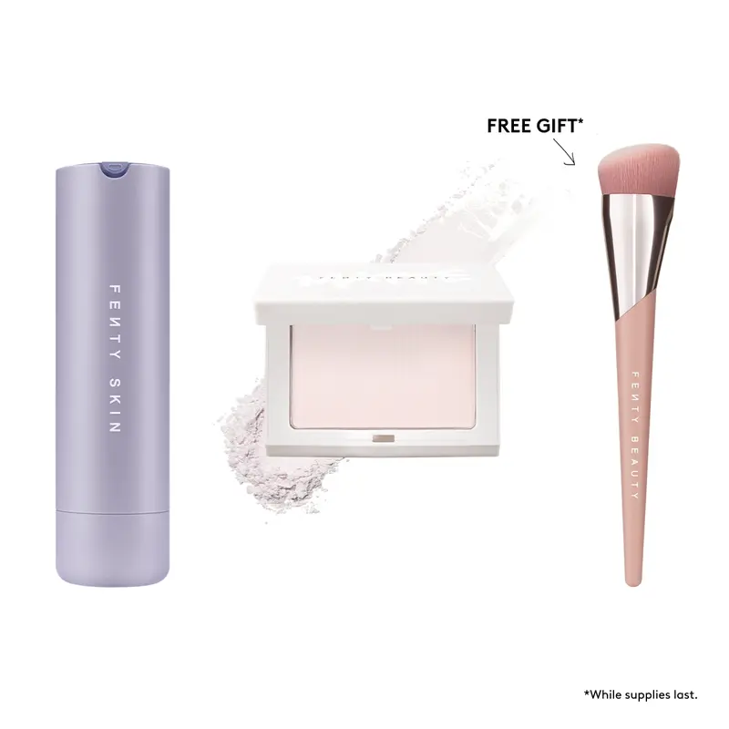 Fenty Beauty Glow N Set Essentials: Hydra Vizor Huez Refillable Tinted SPF 30 Moisturizer + Invisimatte Instant Setting & Blotting Powder