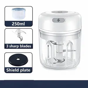 Electric Garlic Chopper USB Rechargeable Mini Portable Veggie Chopper 250ML Cordless Food Processor with Sharp Blades for Garlic Onion Ginger Chili Fruit Meat Spices and More - Bottles, Organiser,summervibes