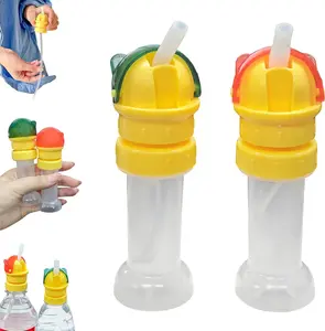 Water Bottle Spout Conversion Cap with Straw (2 PCS), Reusable Beverage Water Bottle Straw Lid, Soft Silicone Straws Makes Drinking On the Go, Suitable for A Variety of Bottle Mouths