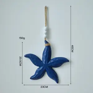 New Mediterranean Style Tropical Design Wall Decoration Wooden Starfish Hanging Door Curtain Entrance Ocean Style Romantic Wall Hanging Decoration