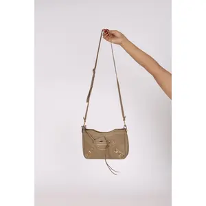 Pre-owned Balenciaga Designer Handbag/Wallet Metallic Edge Hip Bag Taupe Chevre Giant 12