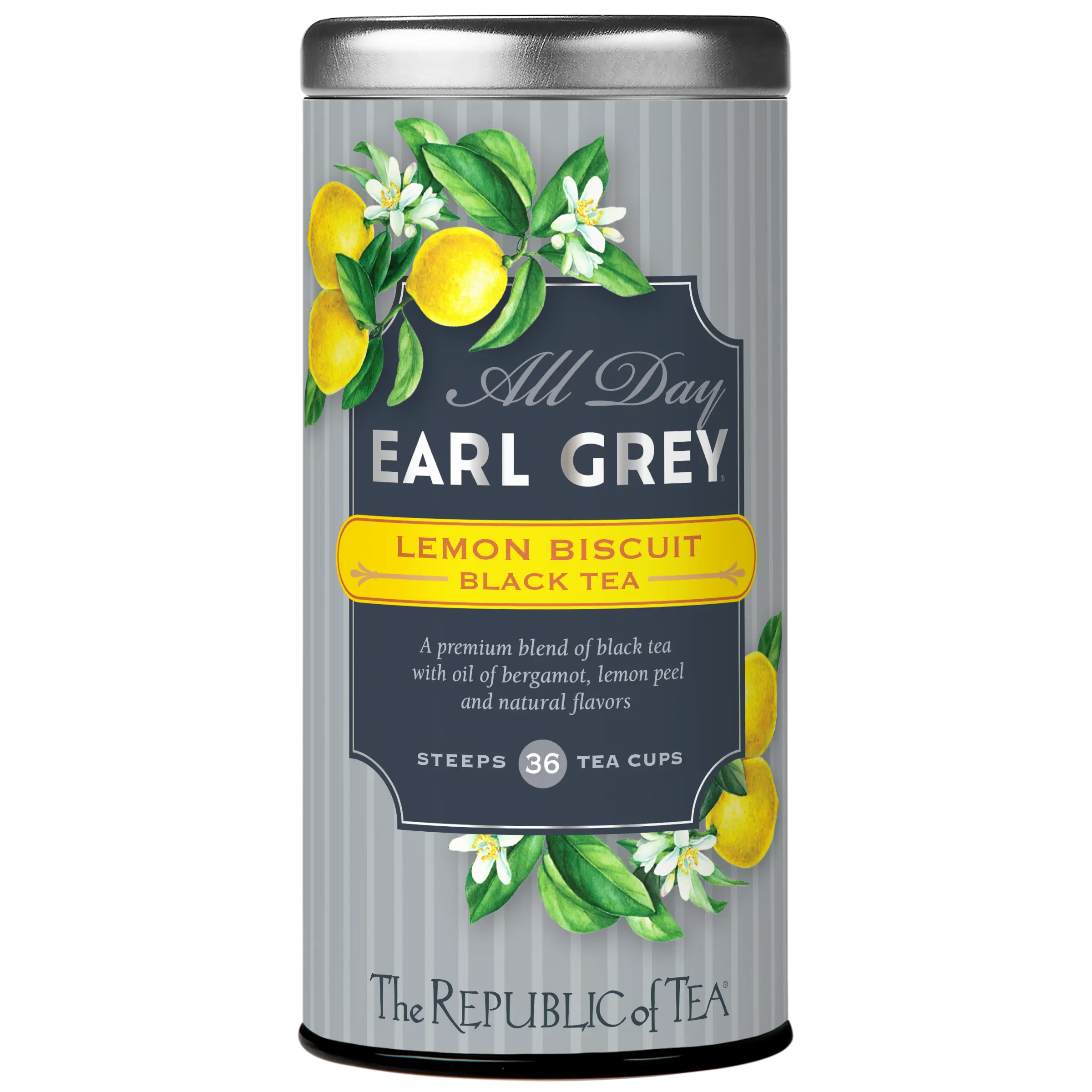 The Republic of Tea – All Day Earl Grey Lemon Biscuit Black Tea, Naturally Caffeinated, 36 Tea Bags