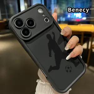 Phone Case for iPhone 17 Pro Max 16 15 14 Plus 13 12 Mini 11 XR X XS Air E Soccer Player's Sprint Pattern Drop Protection Shockproof Soft Silicone Smartphone Cover Casing