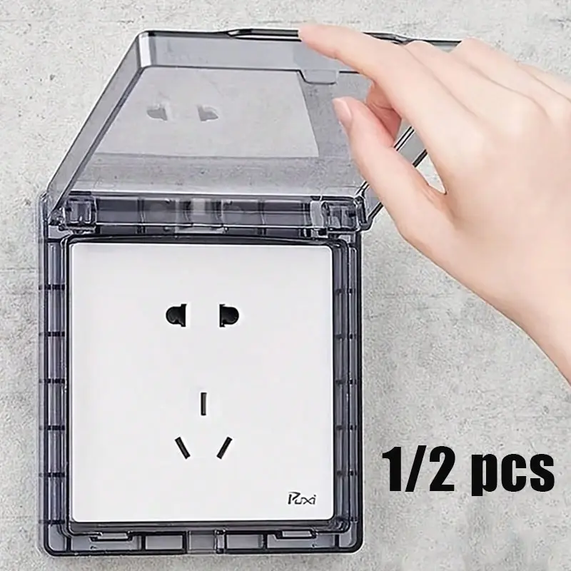 Durable Transparent Waterproof Junction Box, Self-Adhesive Waterproof Outlet Cover, Splash Proof Socket Protector, Cable Management, Organized Wiring