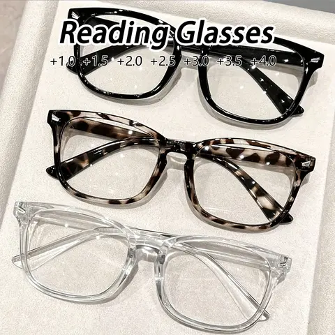 Women's Plastic Cat Eye Reading Eyeglasses, Reading Eyewear, Lightweight Durable Glasses, +1.0-4.0 Magnification, Clear Vision, Fashionable Square Frame, Suitable for Computers & Daily Use