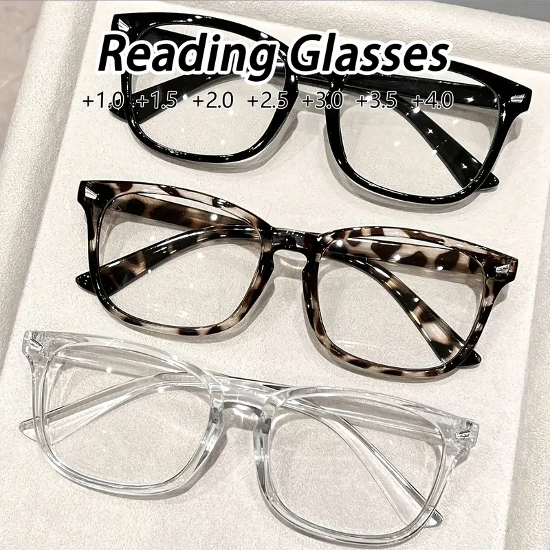 Women's Plastic Cat Eye Reading Eyeglasses, Reading Eyewear, Lightweight Durable Glasses, +1.0-4.0 Magnification, Clear Vision, Fashionable Square Frame, Suitable for Computers & Daily Use