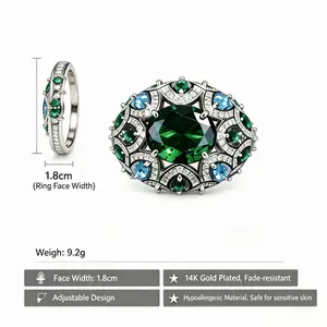 Full Pavé Ring, Elegant Women's Jewelry, Bohemian-style ring with floral shapedrhinestones,Statement Piece, Sparkling Stones, Premium Materials promise girlfriend gifts